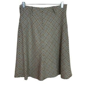 Women's Knee Length Wool Blend Skirt Size 6 Tan Brown Blue Contemporary Edge